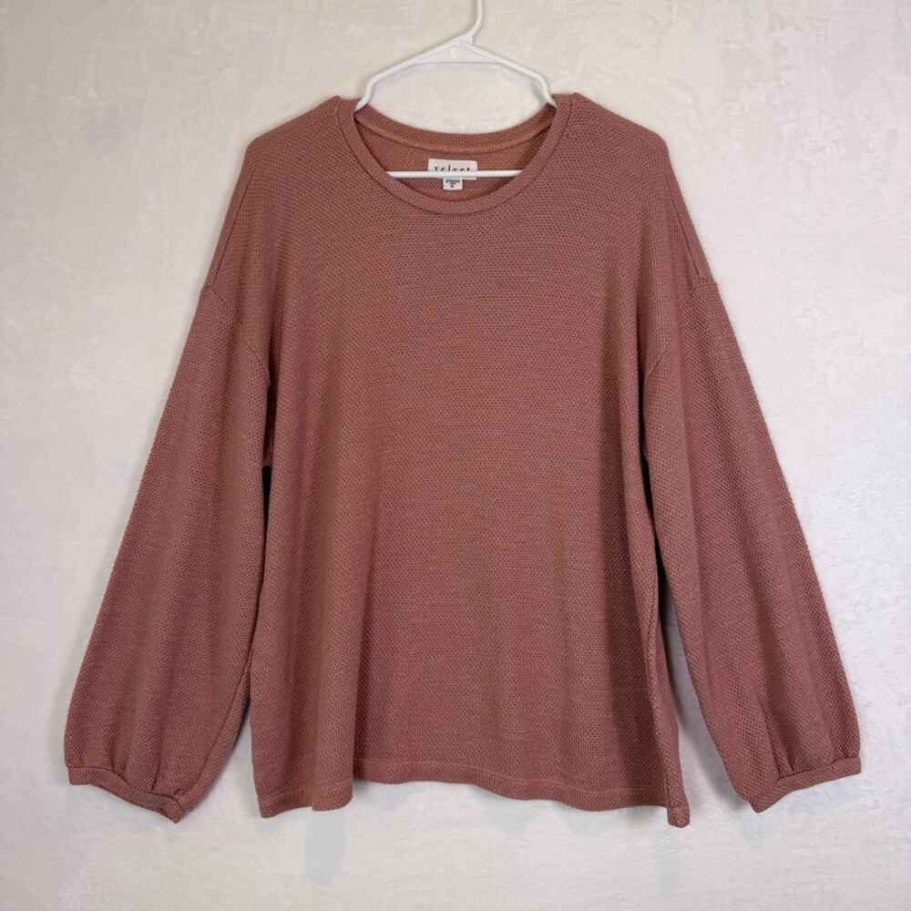 Velvet by Graham & Spencer XL Blush Pink Textured Knit Balloon Sleeve Top